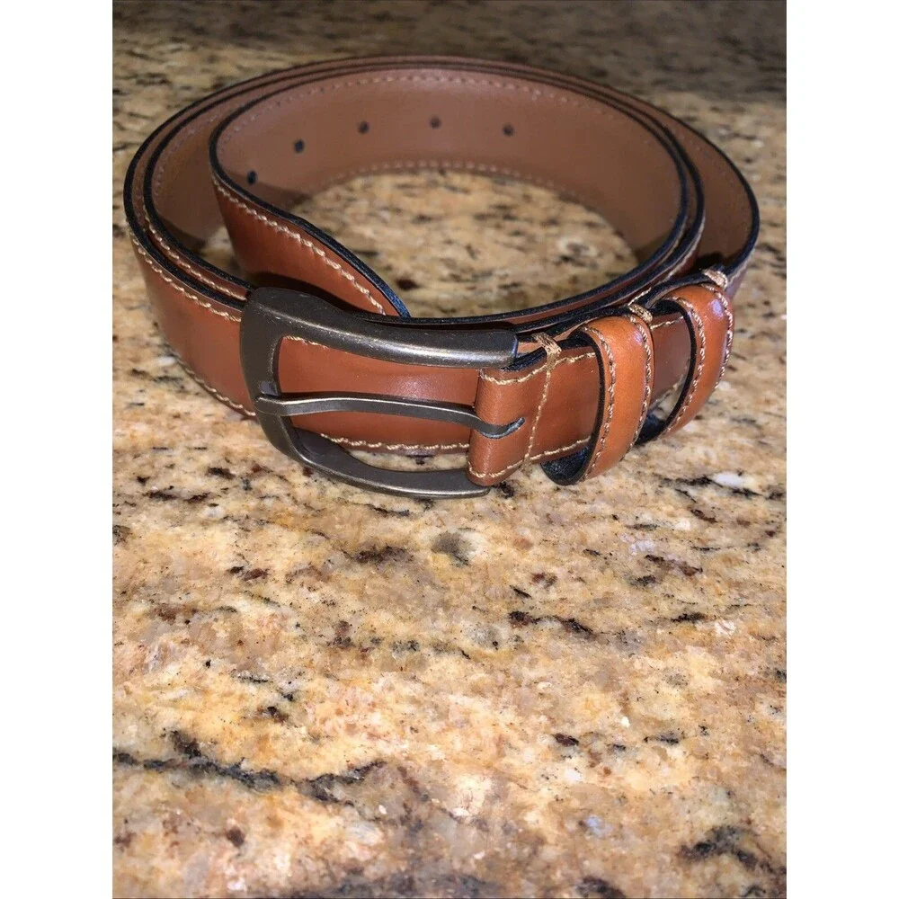 Joseph Abboud Brown Genuine Leather Dress Belt - Italy - Men's Size 44/110